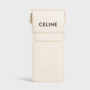 Celine White Leather Crossbody Strap Sunglasses case/pouch